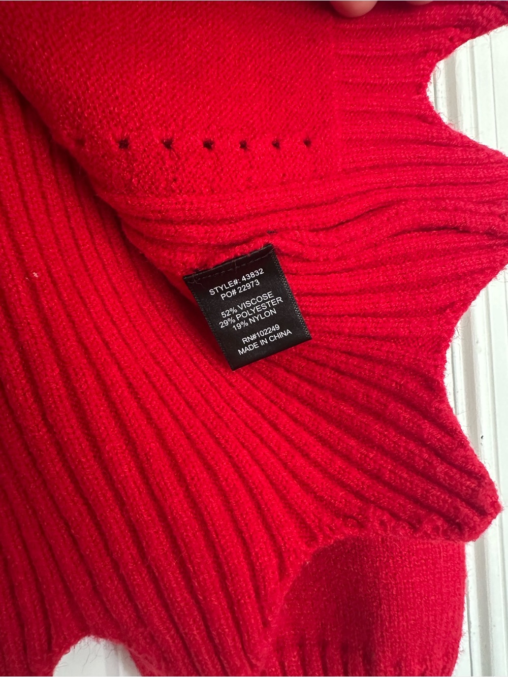 Skies are Blue Anthropologie Red Cropped Sweater Scalopped Jumper Ribbed XS - Picture 4 of 5